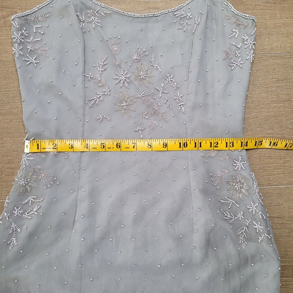 Elegant Beaded Ivory Slip Dress - Picture 6 of 15